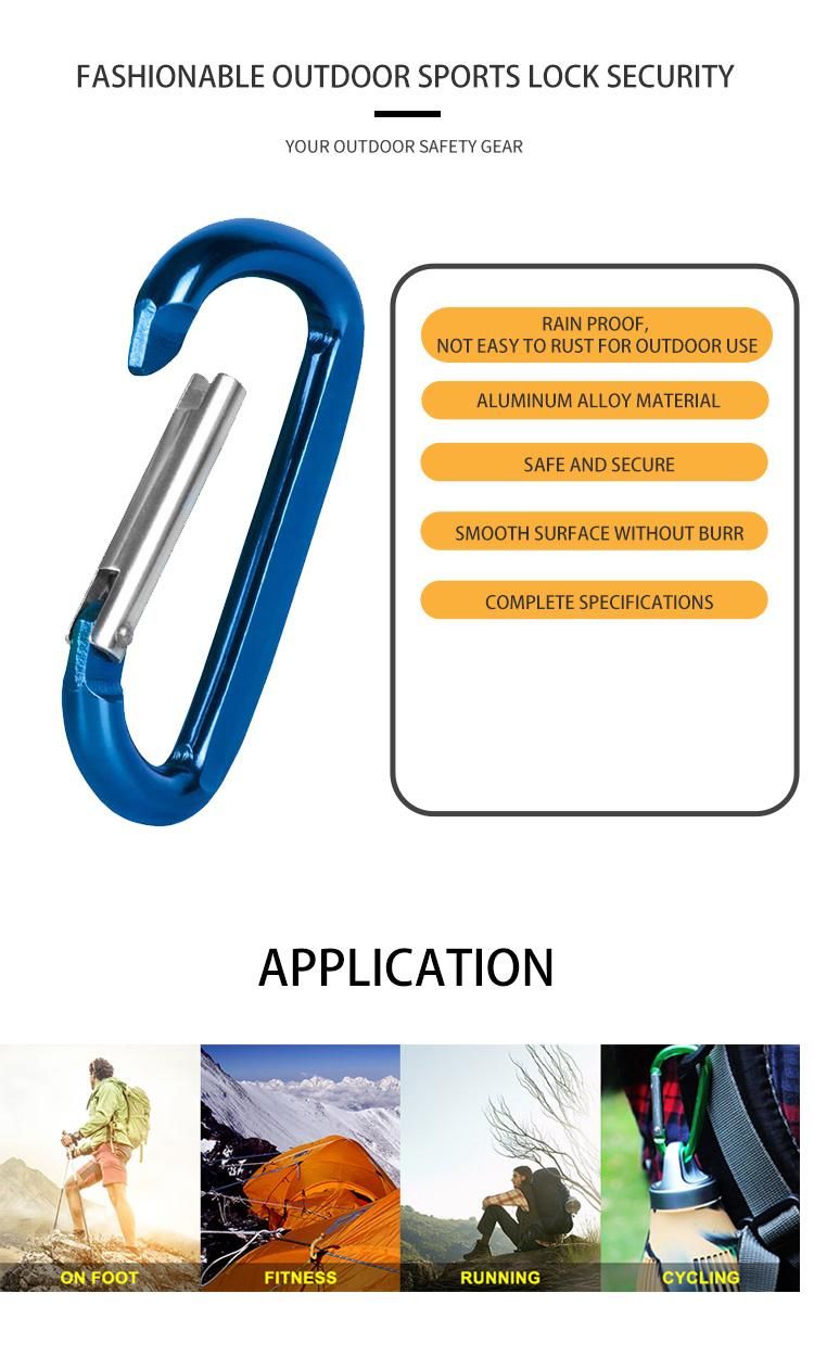 Factory Wholesale Locking Carabiner Climbing Carabiner CE Certified D Shape Aluminum Carabiner