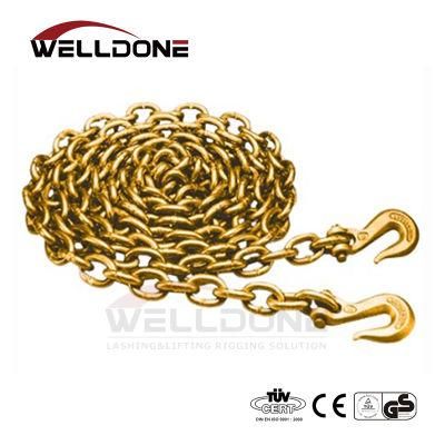 &#160; Grade 70 Yellow Zinc Glavnized Binder Chain with Clevis Hooks for Truck Trailer