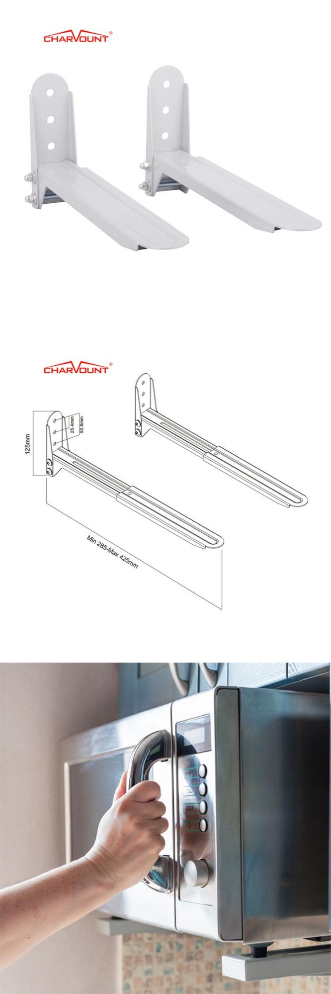 Adjustable Galvanized Angle Bracket, Microwave Oven Wall Mount Bracket (CT-MVB-4)