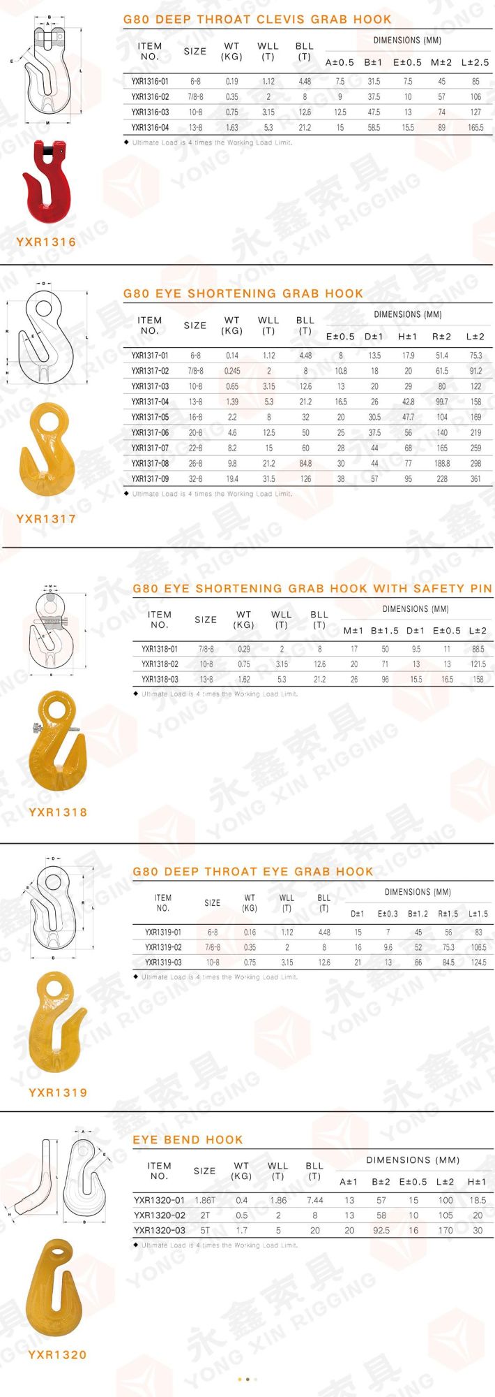 High Quality G70 Alloy Steel Forged H330 A330 Clevis Grab Hook