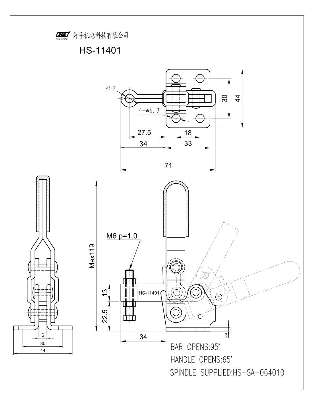 Haoshou HS-11401 Hold Down Quick Release Vertical Adjustable Toggle Clamp for Wood Products