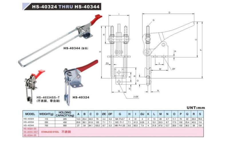 HS-40324 Hot Sale Heavy Duty Mechanical Equipment Toggle Latch Adjustable Type Toggle