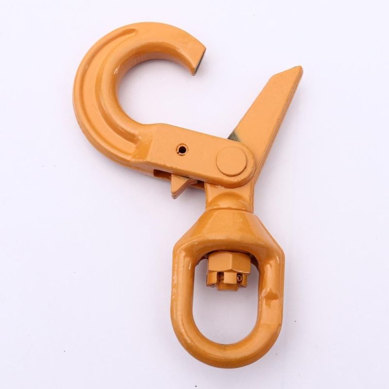 High Quality G80 Chain Fittings Alloy Steel Crane Lifting Clevis Self Locking Hook with Safety Latch