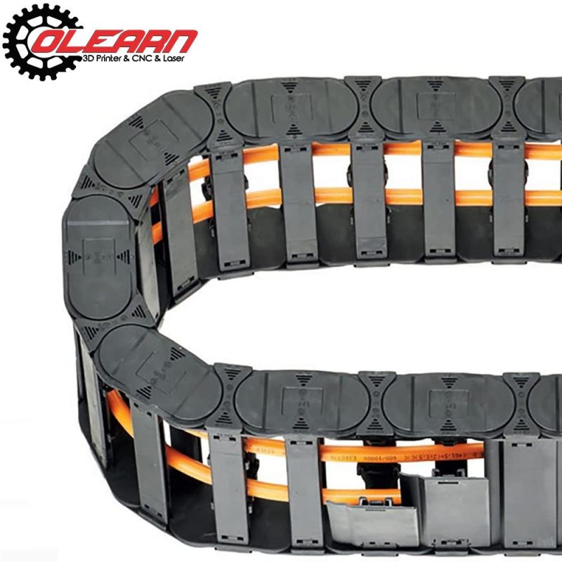 Olearn 15mm X 15mm Black Plastic Cable Wire Carrier Drag Chain 1m Length for CNC