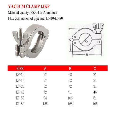 Stainless Steel Aluminum Kf Nw Vacuum Hose Clamp