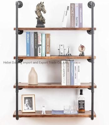 36.2inch Rustic Wall Mount Shelf Industrial Pipe Shelves with Wood 4-Tiers DIY