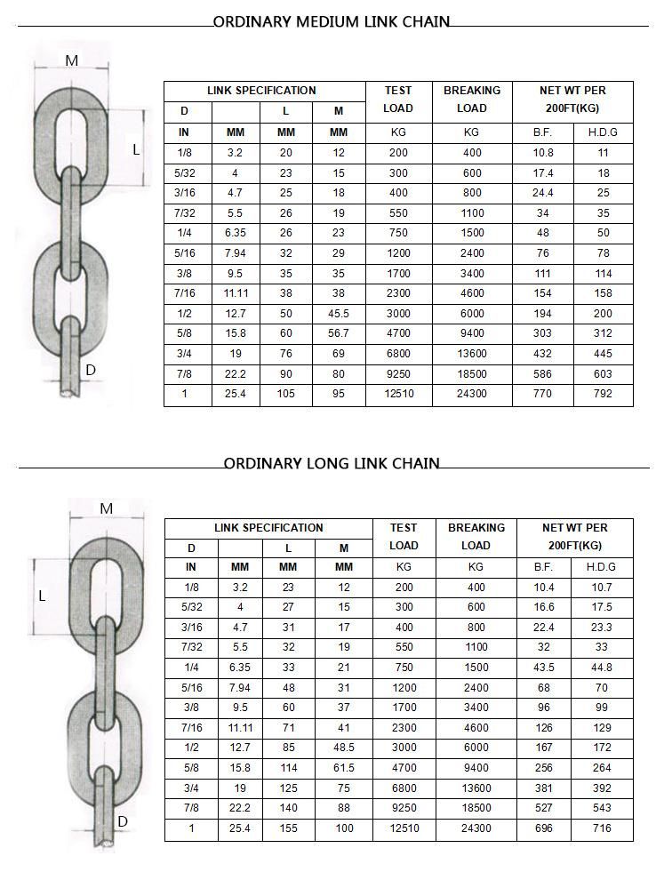 High Quality Stainless Steel Link Chain with Ce Certification (DIN5685, DIN763, DIN766, DIN764)