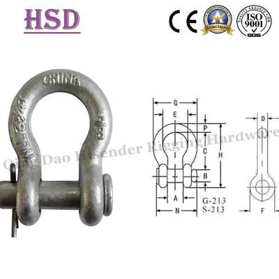 Us Type Forged G2130 D Shackle, Bow Shackle with Safety Pin