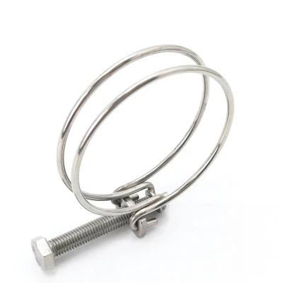 Zinc Plated Double Wire Hose Clamp Adjustable Pipe Clamp