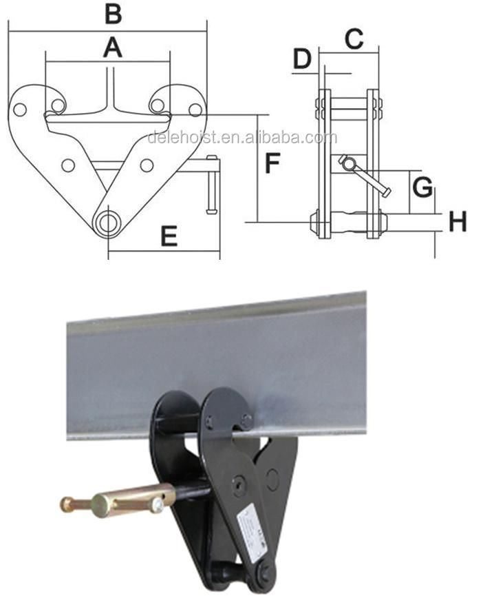 1ton Push Tight Hanging Beam Clamp