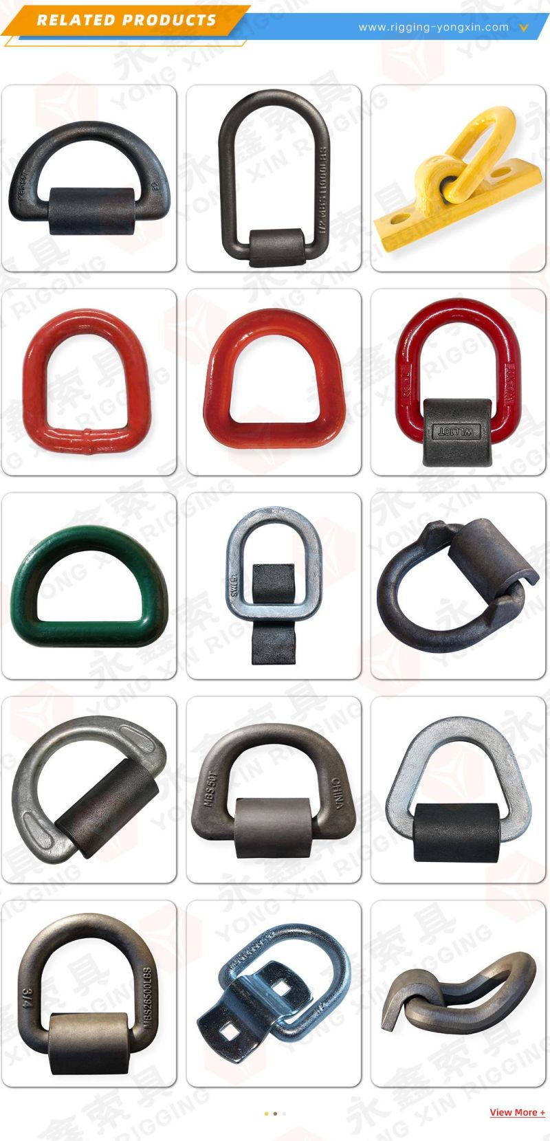 High Quality D Ring with Strap Type a 1/2" Wll 11000lbs Customized Forged Lashing D Ring