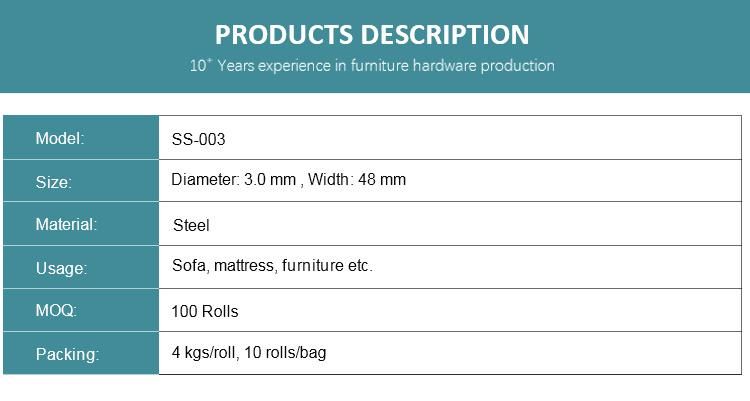 Furniture Hardware Customized Anti Rust 3mm Wire Zig Zag Springs