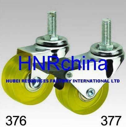 Yellow PU Swivel Lock Hole Top Caster