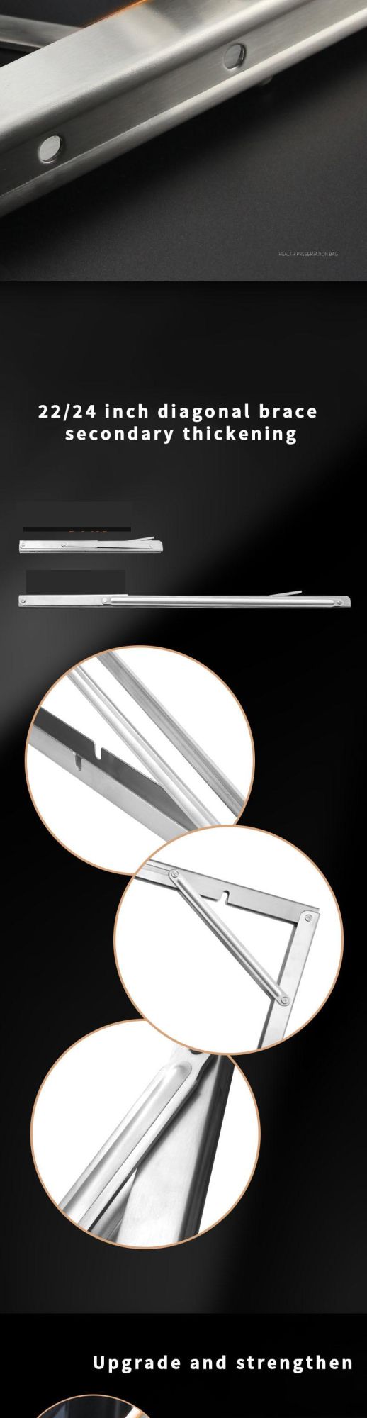 Nail-Free Triangle 8/10/12/14/16/18/20/22/24inches Stainless Steel Folding Bracket