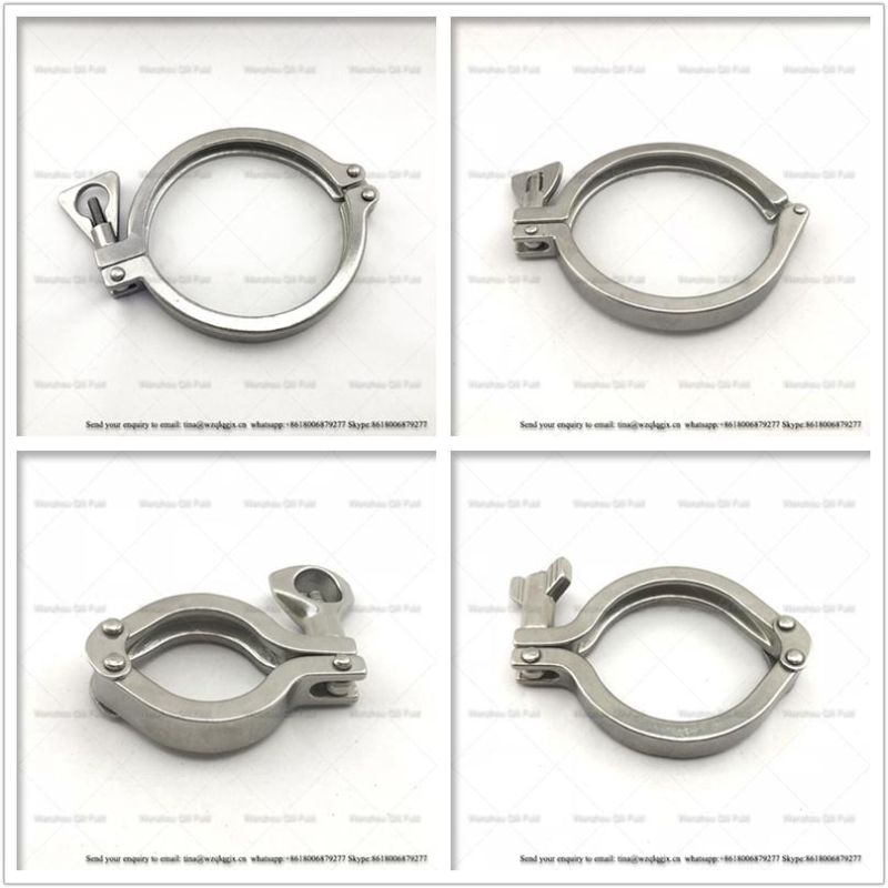 Sanitary Fittings SS304 1.5 Tri Clamp Round Nut Double Pin Heavy Duty Clamp