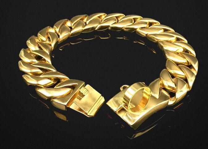 Gold Hardware Stainless Steel Cuban Dog Choker Dog Collar Dog Chains Bulldog Doberman