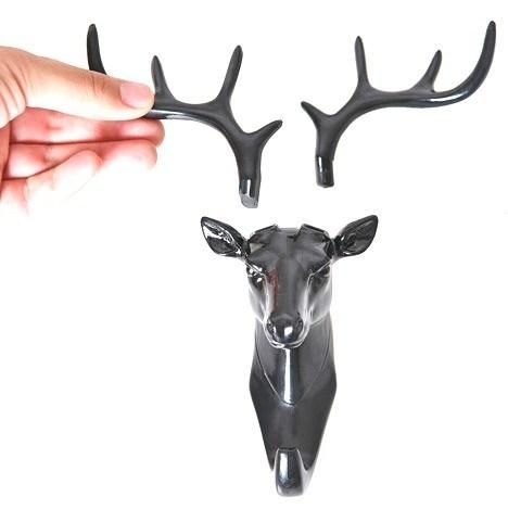 Household Wall Decorative Deer Head Antlers Single Hooks for Hanging Key Clothes Coat Hat Bags