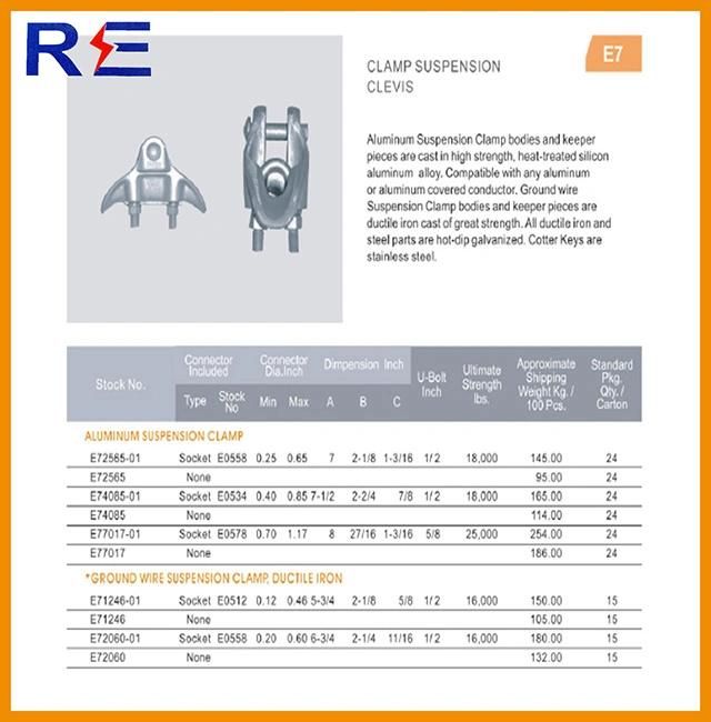 Aluminum Alloy Suspension Clamp for Transmission Line