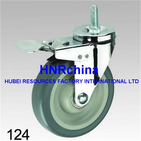 Grey PU Wheel Swivel Total Lock Screw Top Caster