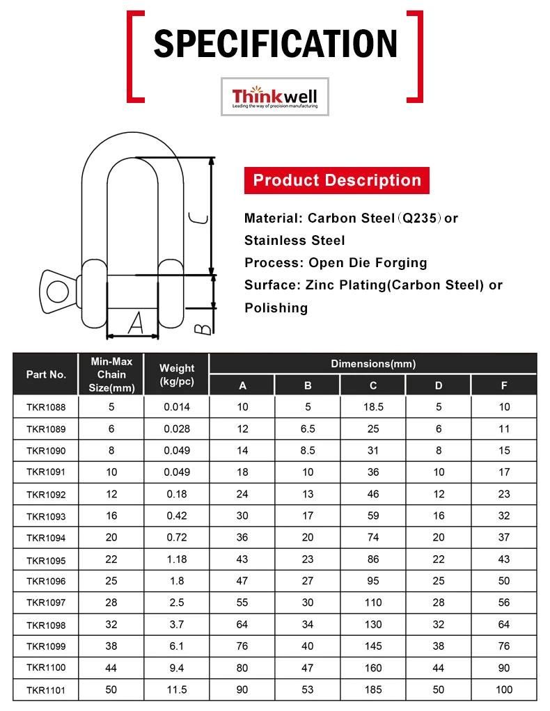 Forged Carbon Steel Factory Price JIS Type D Shackle