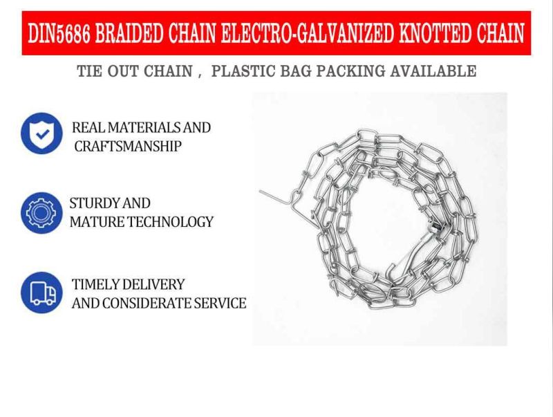 Ordinary Mild Steel Electro Galvanized Medium Twisted Tie out Link Chain with Welded