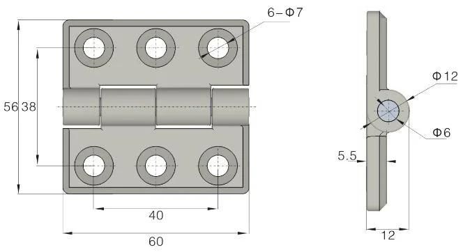 Black Zinc Alloy Hinge with Holes for Door or Industrial Cabinet Cl80-3