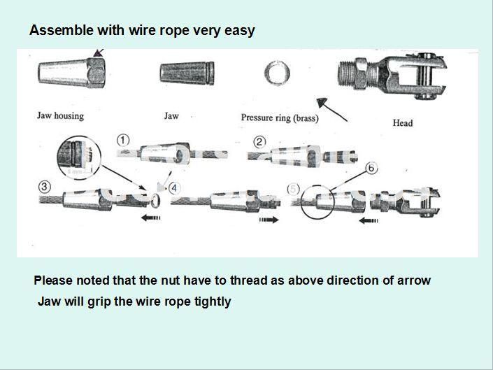 Marine Grade Stainless Steel Thread Stud Swageless Terminal for Cable Railing