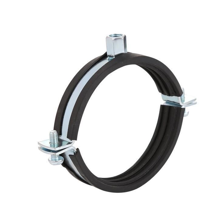 High Quality Factory Hardware Pipe Fitting Zinc Plated Carbon Steel Heavy Duty M8+10 Rubber Pipe Clamp with EPDM