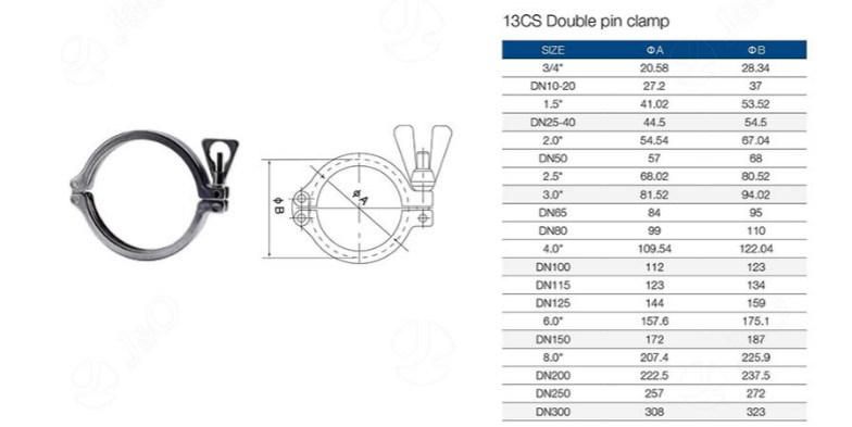 Hygienic Stainless Steel Casting Three Pieces Clamp 13 ISO-3p