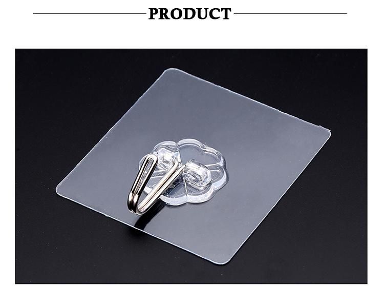 Square Shape Plastic Transparent Reusable Self Adhesive Nano Wall Hook