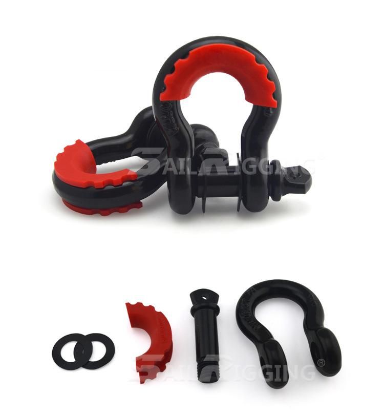 Trailer Tow Towing Receiver Hitch Anti Tarnishing Inch Shackle D-Ring 3/4 4X4 Bow Shackle Tow Hitch with Rubber