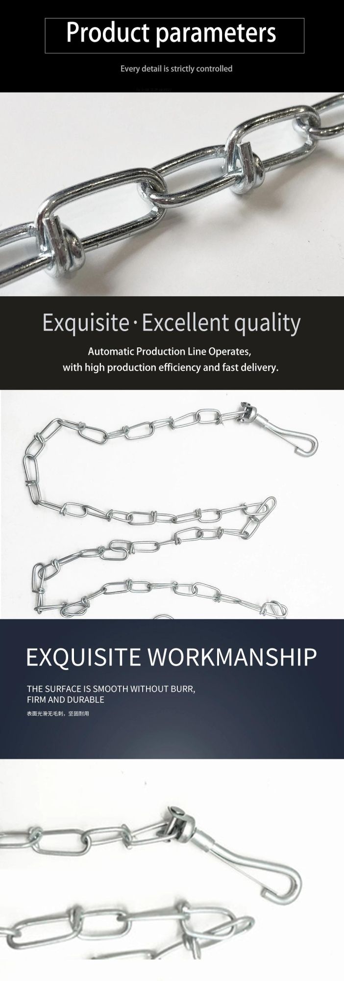 Galvanized DIN5686 Weldless Knotted Chain Double Loop Chain