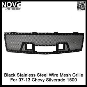 07-13 Chevy Silverado 1500 All, Replacement Evolution All Black Stainless Steel Wire Mesh Grille with LED Light