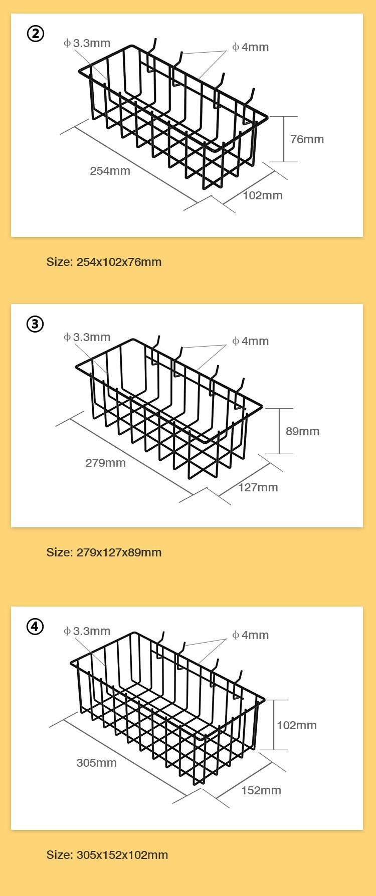 Multipurpose Grid Wire Mesh Wall Metal Hook Basket Kit