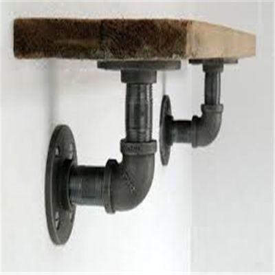 Industrial Pipe and Rustic Wood Wall Mounted Bracket Pipe Fittings