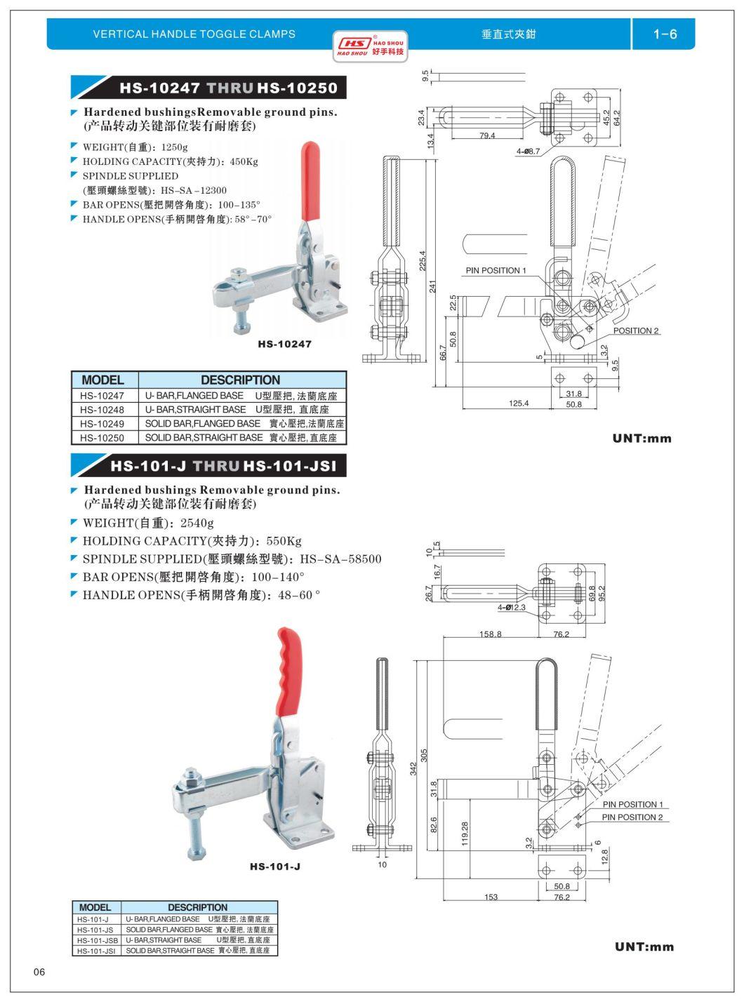 Haoshou HS-10249 Similar to 247-S Hold Down Quick Release Vertical Adjustable Toggle Clamp for Wood Products
