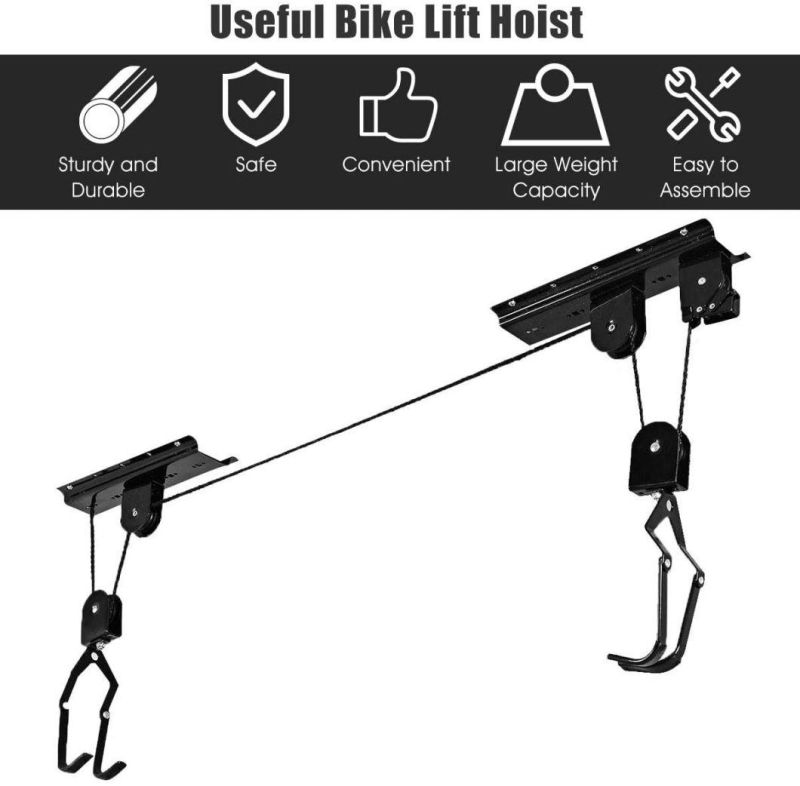 Bicycle Hoist Pulley System Garage Ceiling Rack Storage Lift