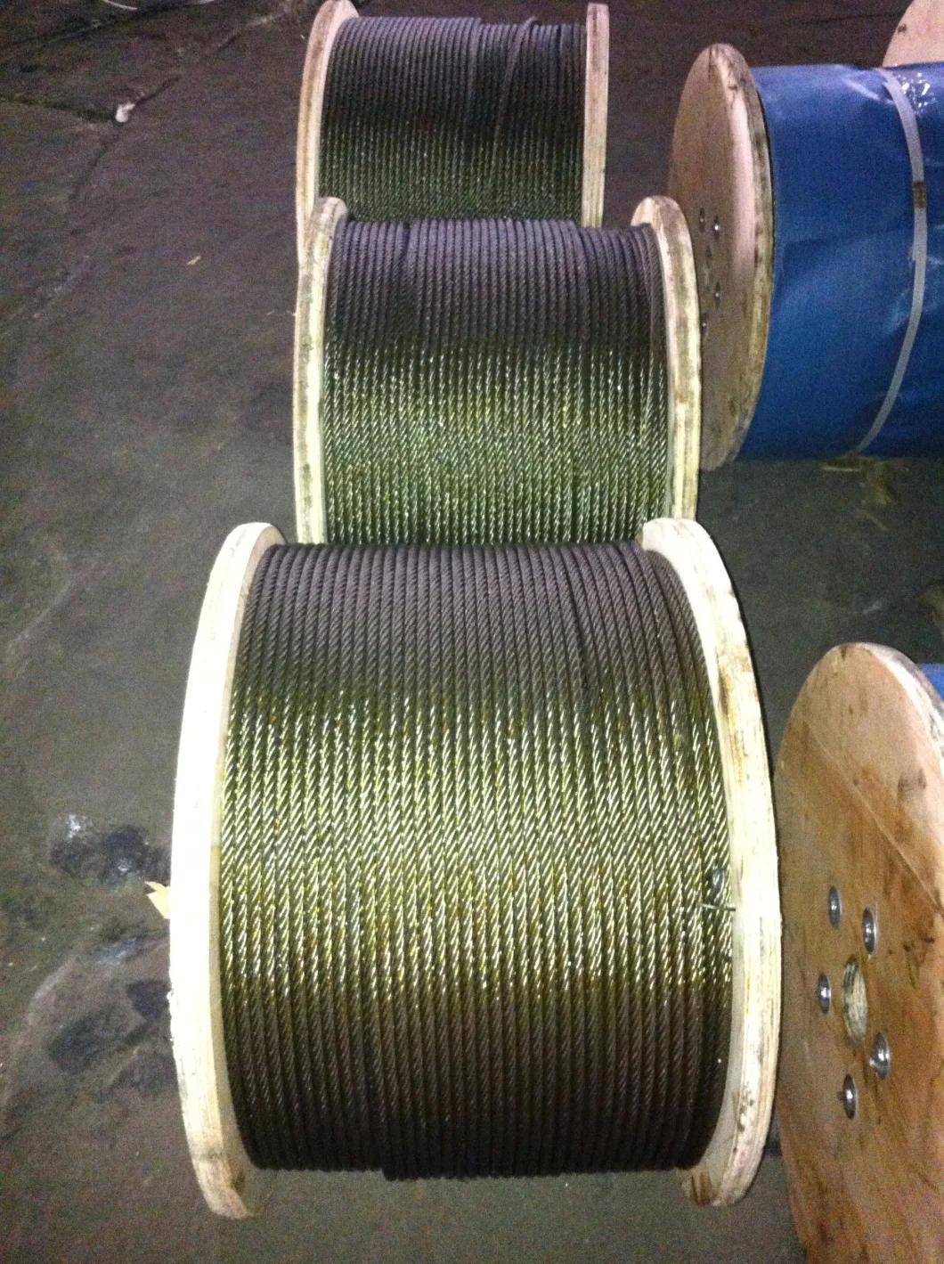 Galvanized and Ungalvanized Steel Cable 6X19+Iwrc with Wooden Reel Packing