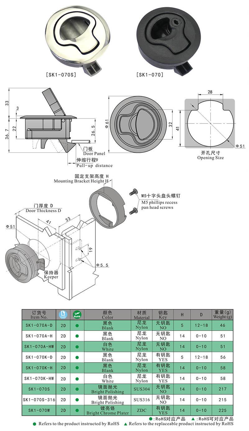 Marine Flush Pull Latches Boat Latches Panel Cam Lock
