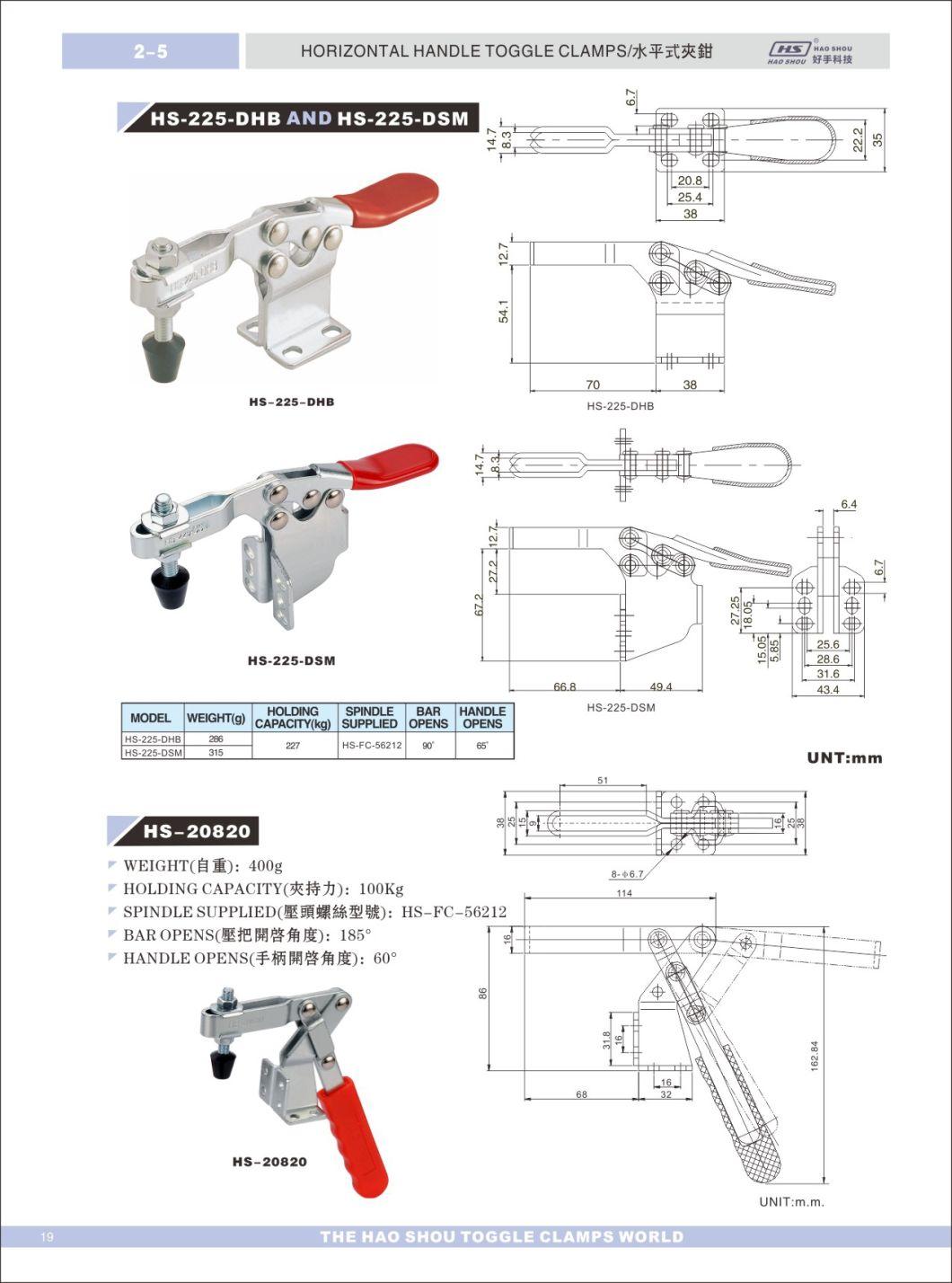 Haoshou HS-20820 as 317-U China Wholesaler Heavy Duty Hold Quick Adjustable Toggle Clamp Horizontal Used on Jig and Fixture