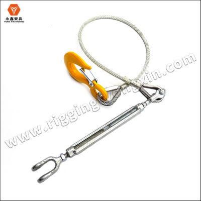 Heavy Duty 7*7 Stainless Steel Wire Rope Assembly Safety Cable with Snap Hook Wire Rope Sling with Hook End