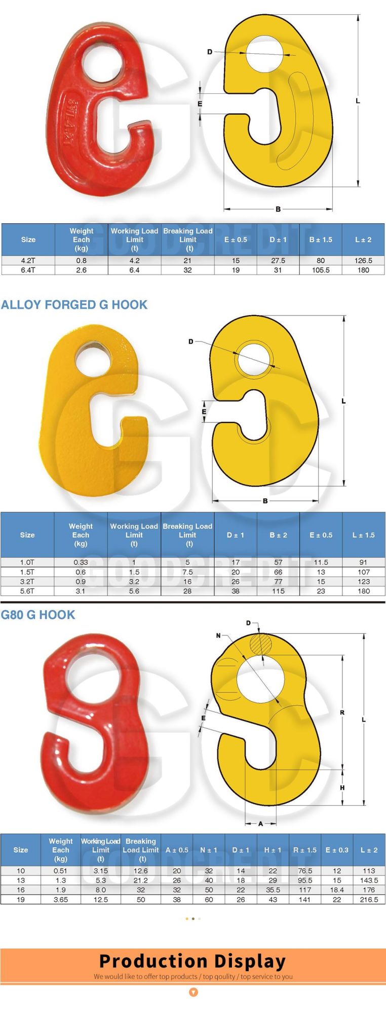 Alloy Steel Forging Yellow Painted Safety Lifting G Hook Viking Link DV Hook