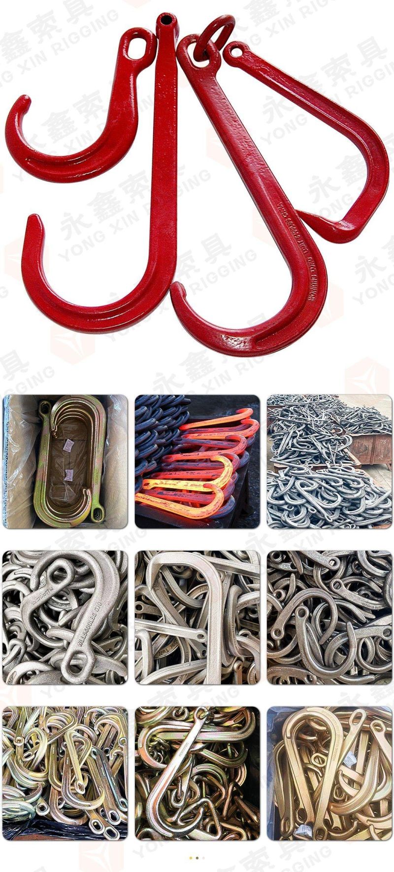 Rigging Hardware Forging Parts Cargo Hook Forged 15" J Hook Ring Hook Chain J Hook Eye Hook J Shaped Ring Hook China Factory Forging J Hook Chain Accessories