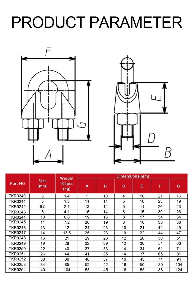 Galvanized DIN741 Wire Rope Clip Clamp