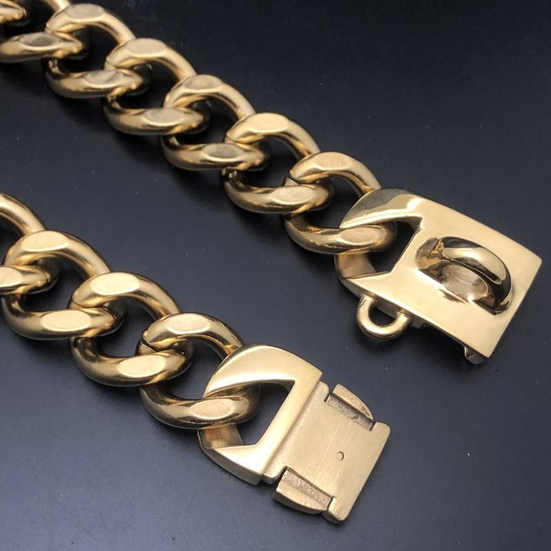 Gold Hardware Stainless Steel Cuban Dog Choker Dog Collar Dog Chains Bulldog Doberman