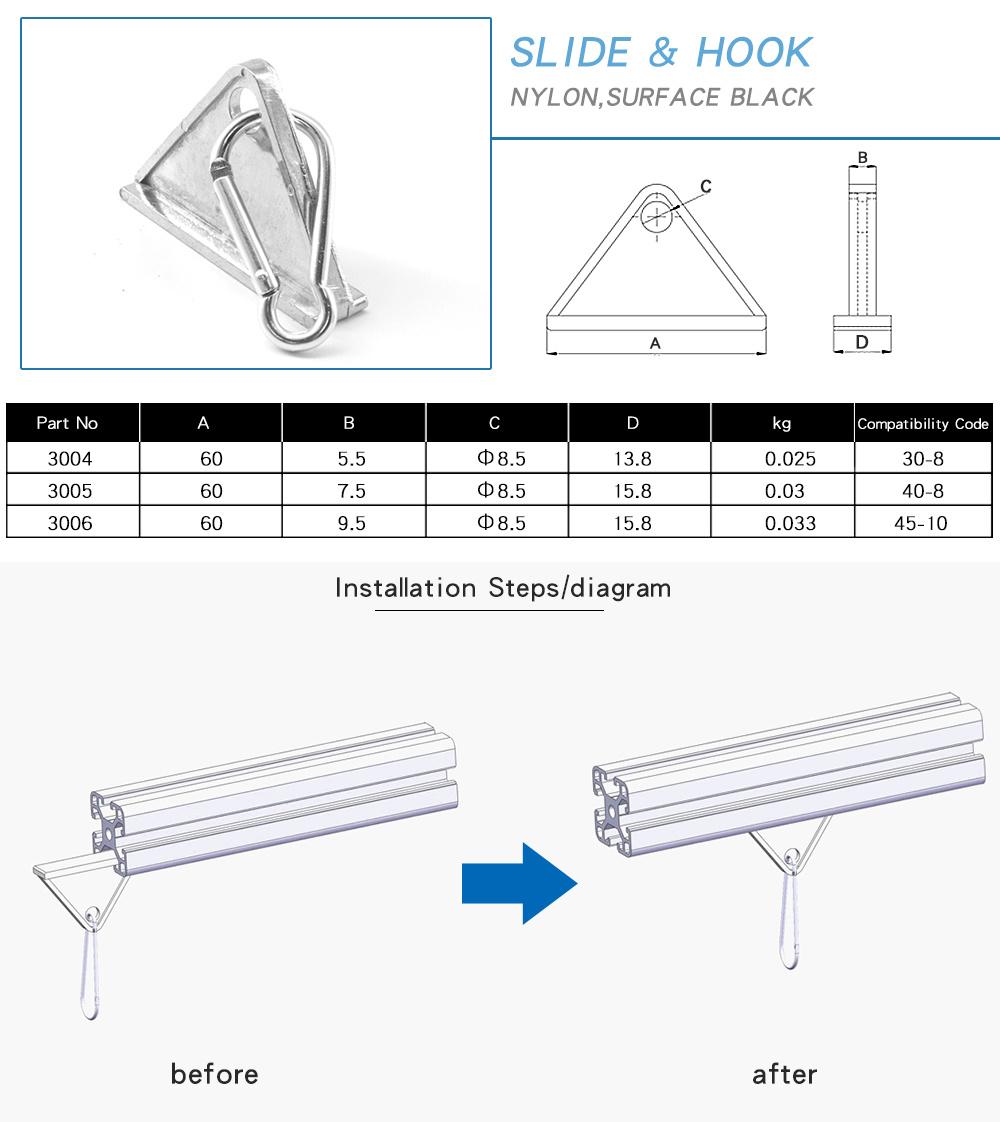45 Die-Cast Aluminum Surface Polishing Slide and Hook for Aluminium Profile