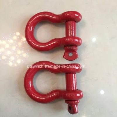 D Rings Two 3/4&quot; Bow Shackle, Glossy Red Powder Coated 4.75 Ton
