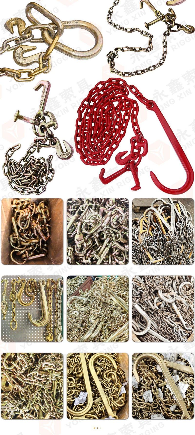 5/16" 3/8" Tow Chains with J-Hook T Hooks Pear Link Grab Hooks