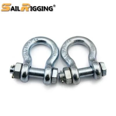 Rigging Grillete Drop Forged Galvanized Steel G2130 Anchor Bow Shackle with Safety Bolt Pin