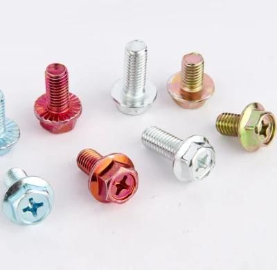 Hexagon Head Bolts with Cross Recessed, Customized No-Standard Hexagon Flange Bolts/Screws with Serrated/Carbon Steel Bolts